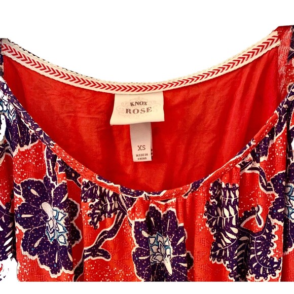 NWOT Women's XS Knox Rose Floral Dress Red & Blue Flutter Sleeve Boho - Picture 5 of 7